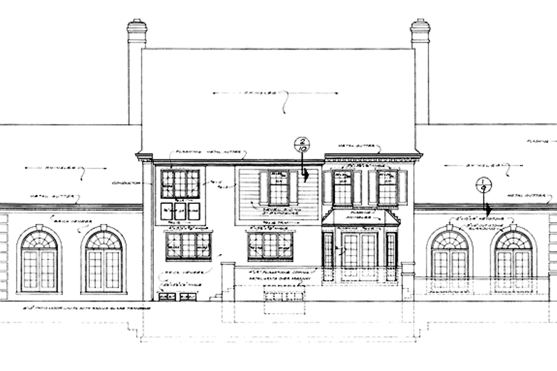 Home Plan - Exterior - Rear Elevation for Classical House Plan #72-848 - 4 bed, 3.5 bath