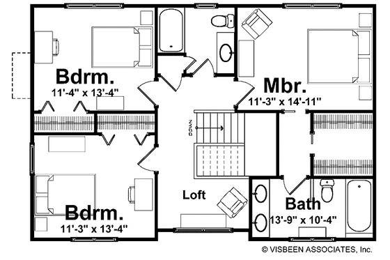 Floor Plan - Upper Floor for Country House Plan #928-162 - 3 bed, 2.5 bath