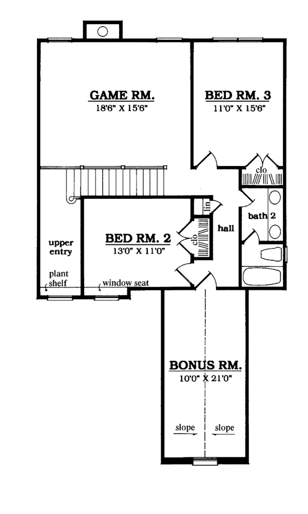 Dream House Plan - Country Floor Plan - Upper Floor Plan #42-628