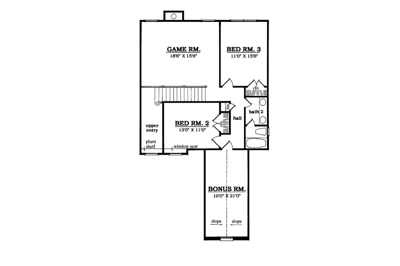 Architectural House Design - Floor Plan - Upper Floor for Country House Plan #42-628 - 3 bed, 2.5 bath