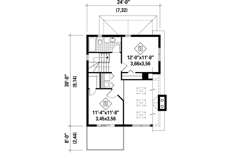 Architectural House Design - Floor Plan - Upper Floor for Cabin House Plan #25-4360 - 3 bed, 2 bath