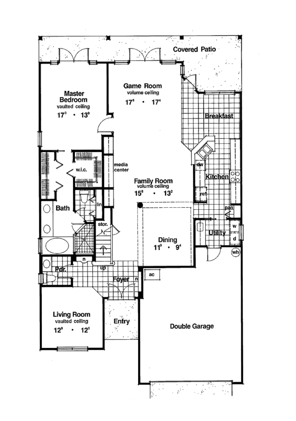 Architectural House Design - Mediterranean Floor Plan - Main Floor Plan #417-508