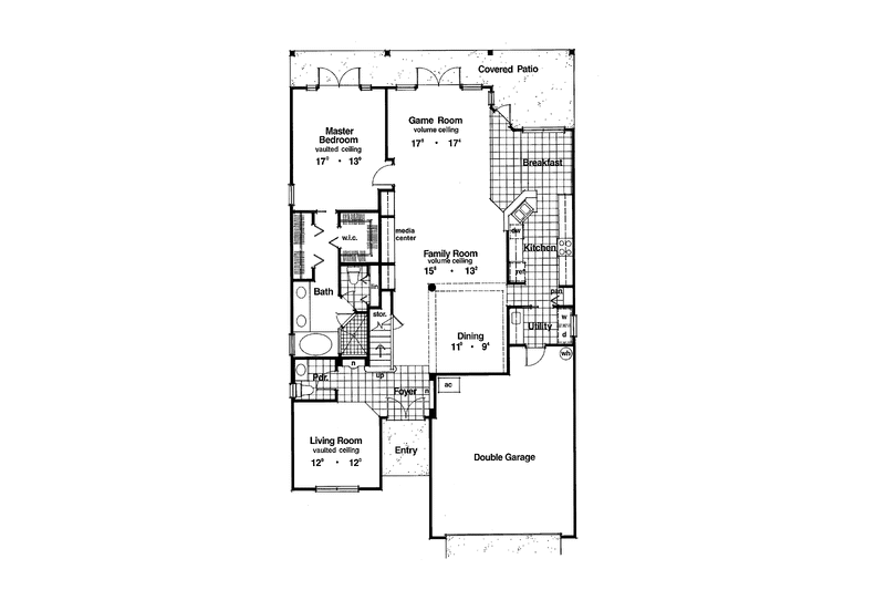 House Design - Floor Plan - Main Floor for Mediterranean House Plan #417-508 - 4 bed, 2.5 bath