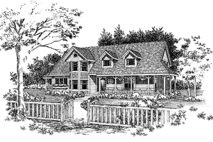 House Blueprint - Exterior - Front Elevation for Country House Plan #72-1004 - 4 bed, 3.5 bath