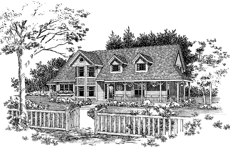 House Blueprint - Country Exterior - Front Elevation Plan #72-1004