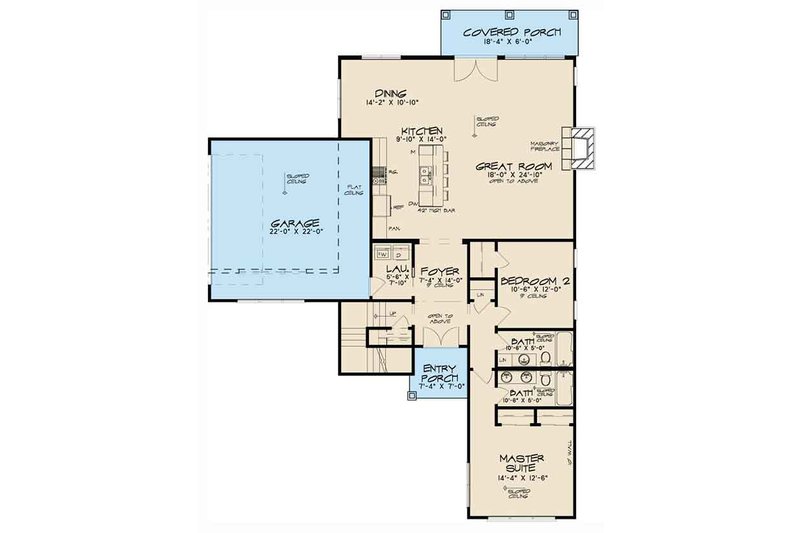Architectural House Design - Floor Plan - Main Floor for Contemporary House Plan #17-3384 - 2 bed, 2 bath