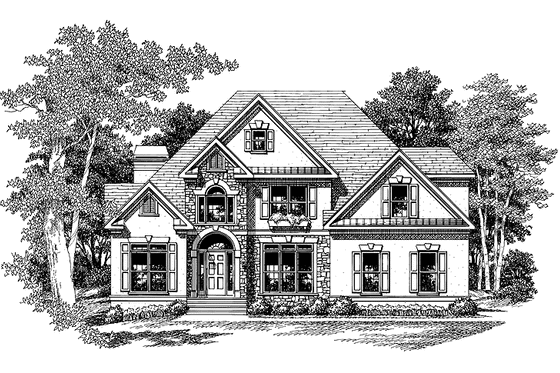 Exterior - Front Elevation 3 for European House Plan #927-64 - 3 bed, 2.5 bath