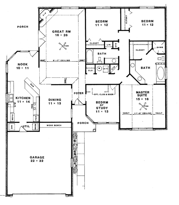 House Plan Design - Craftsman Floor Plan - Main Floor Plan #14-261