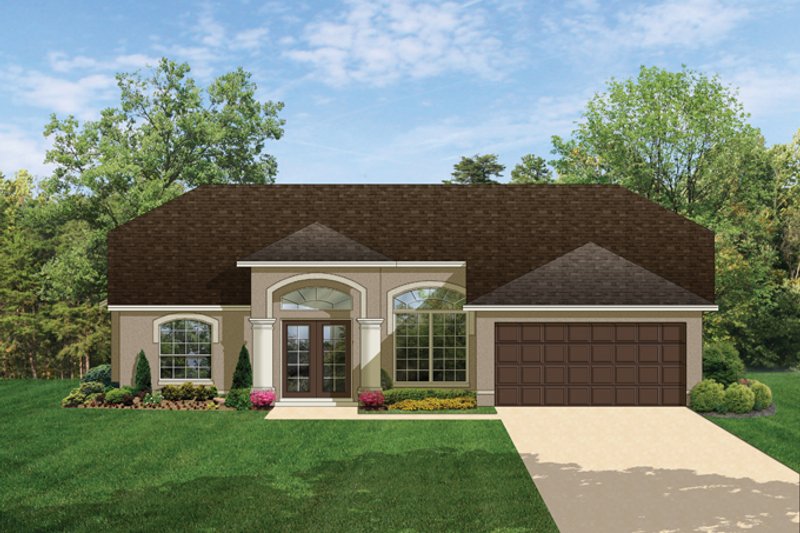 Home Plan - Exterior - Front Elevation 3 for Mediterranean House Plan #1058-34 - 3 bed, 2 bath