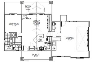 Floor Plan - Main Floor for Farmhouse House Plan #112-170 - 1 bed, 1.5 bath