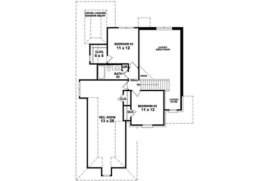 Floor Plan - Upper Floor for European House Plan #81-714 - 3 bed, 2.5 bath