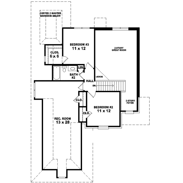 Floor Plan - Upper Floor for European House Plan #81-714 - 3 bed, 2.5 bath