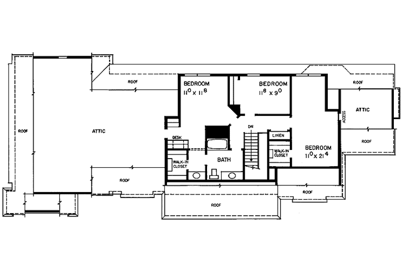 Dream House Plan - Floor Plan - Upper Floor for Country House Plan #72-862 - 4 bed, 2 bath