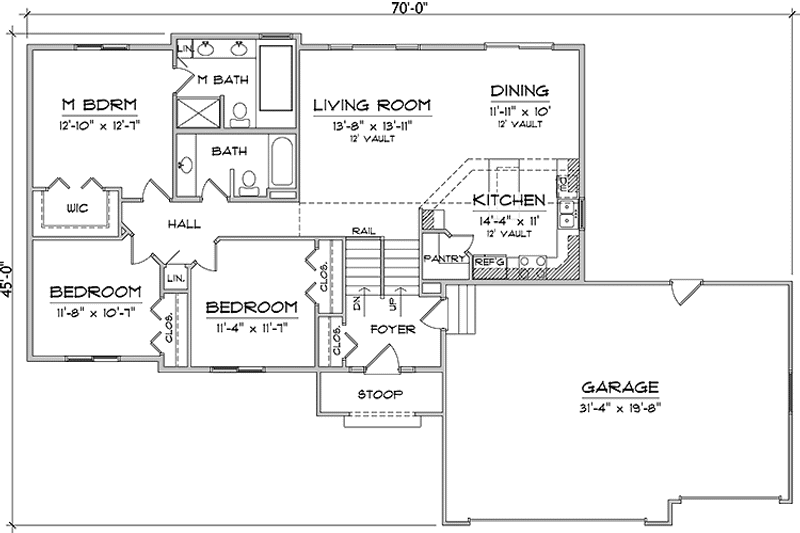 Dream House Plan - Floor Plan - Main Floor for Traditional House Plan #981-1 - 3 bed, 2 bath