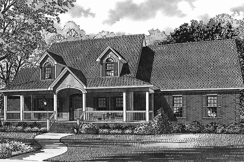 Architectural House Design - Exterior - Front Elevation 3 for Country House Plan #17-2776 - 4 bed, 2.5 bath