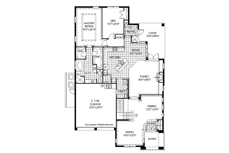 Architectural House Design - Floor Plan - Main Floor for Mediterranean House Plan #999-173 - 3 bed, 3.5 bath