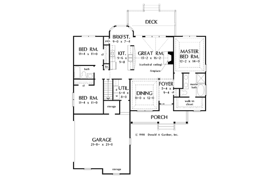 Floor Plan - Main Floor for Country House Plan #929-421 - 3 bed, 2 bath