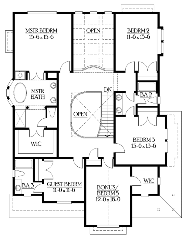 Craftsman Floor Plan - Upper Floor Plan #132-448