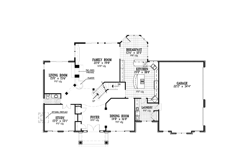 Home Plan - Floor Plan - Main Floor for Contemporary House Plan #953-52 - 4 bed, 3.5 bath