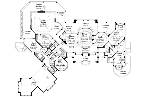 Floor Plan - Main Floor for Mediterranean House Plan #930-323 - 4 bed, 4.5 bath