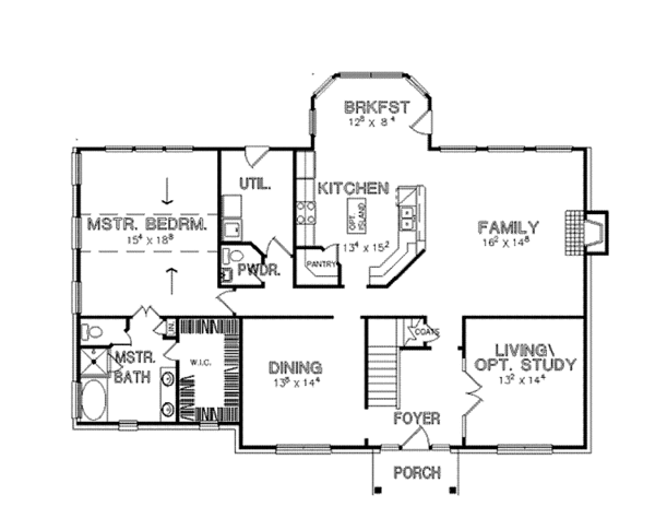 House Plan Design - Colonial Floor Plan - Main Floor Plan #472-326