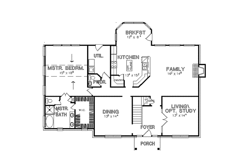 Dream House Plan - Floor Plan - Main Floor for Colonial House Plan #472-326 - 4 bed, 3.5 bath