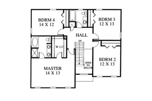 Floor Plan - Upper Floor for Colonial House Plan #1053-29 - 4 bed, 2.5 bath
