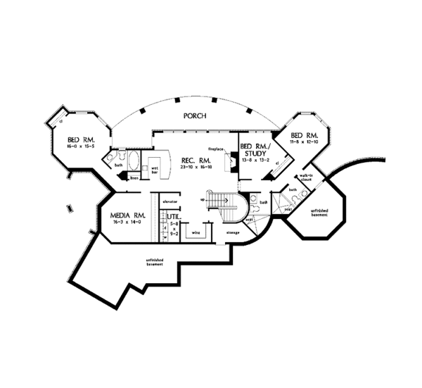 Architectural House Design - European Floor Plan - Lower Floor Plan #929-864
