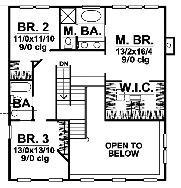 Home Plan - Colonial Floor Plan - Upper Floor Plan #320-832