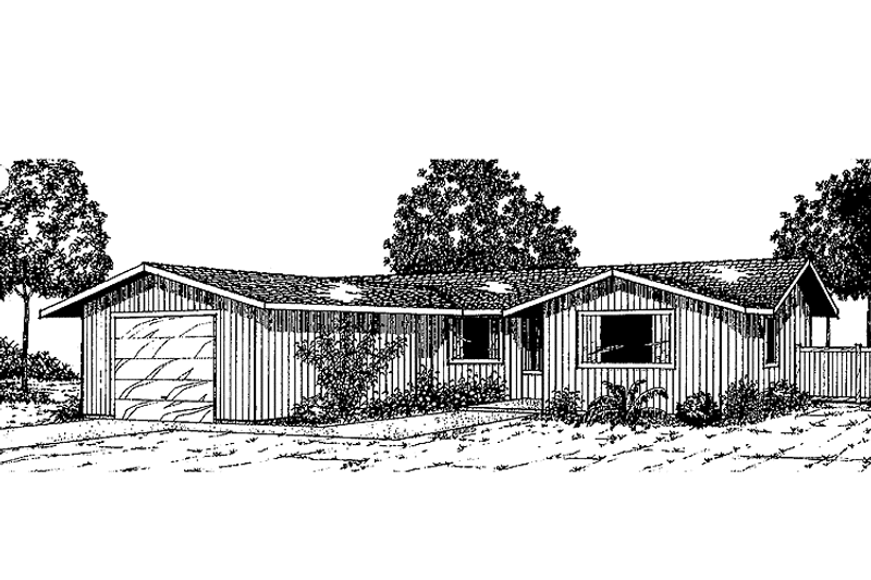 Dream House Plan - Exterior - Front Elevation 3 for Ranch House Plan #60-674 - 2 bed, 1 bath