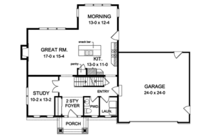 Floor Plan - Main Floor for Traditional House Plan #1010-143 - 3 bed, 2.5 bath
