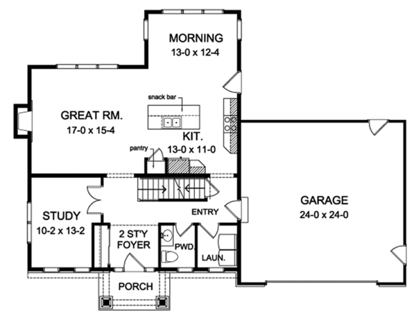 Home Plan - Traditional Floor Plan - Main Floor Plan #1010-143