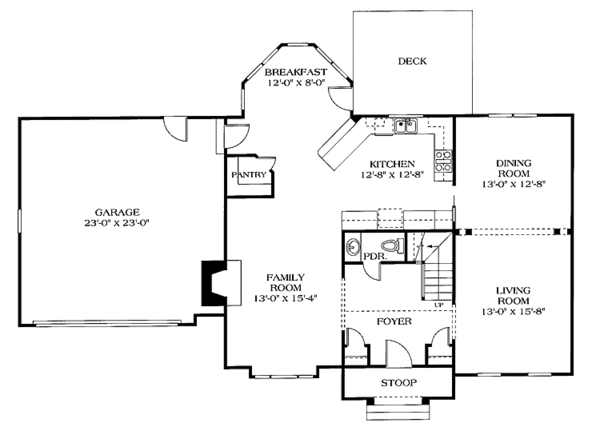House Plan Design - Colonial Floor Plan - Main Floor Plan #453-145