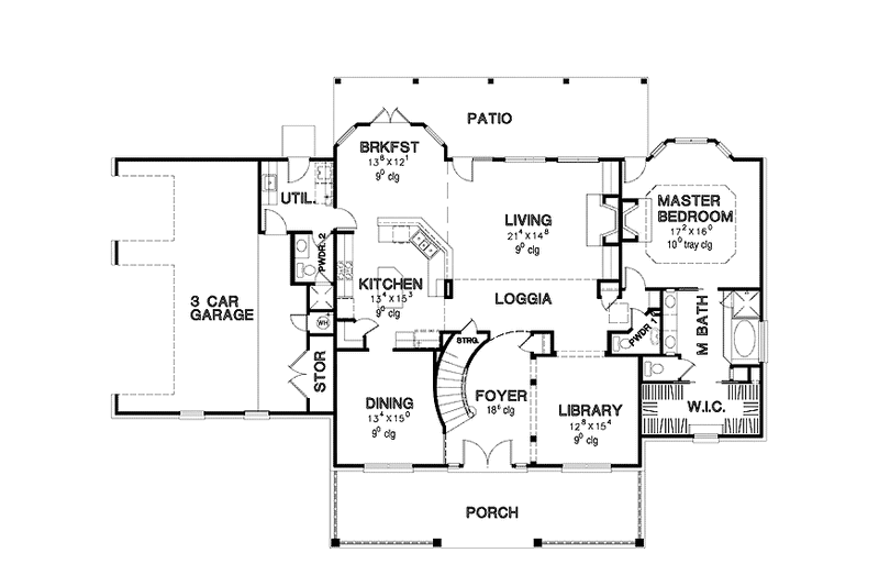 Dream House Plan - Floor Plan - Main Floor for Country House Plan #472-322 - 4 bed, 4.5 bath