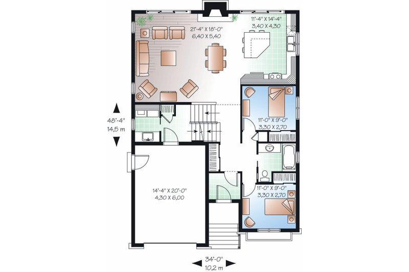 Home Plan - Floor Plan - Main Floor for Traditional House Plan #23-814 - 3 bed, 2 bath