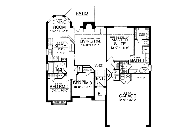 Home Plan - Floor Plan - Main Floor for Craftsman House Plan #40-455 - 3 bed, 2 bath