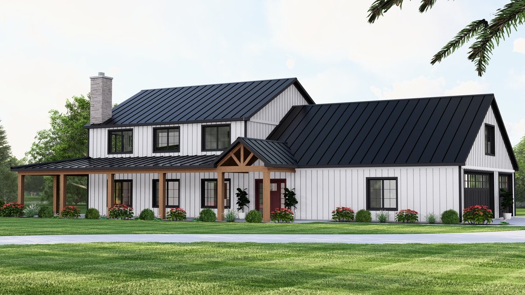 Exterior - Front Elevation 4 for Barndominium House Plan #1064-313 - 5 bed, 3 bath