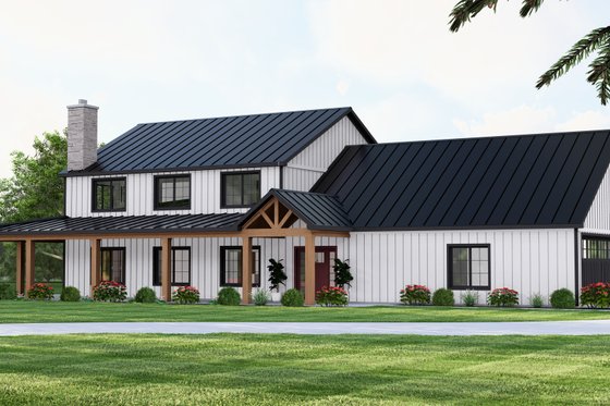 Exterior - Front Elevation 4 for Barndominium House Plan #1064-313 - 5 bed, 3 bath