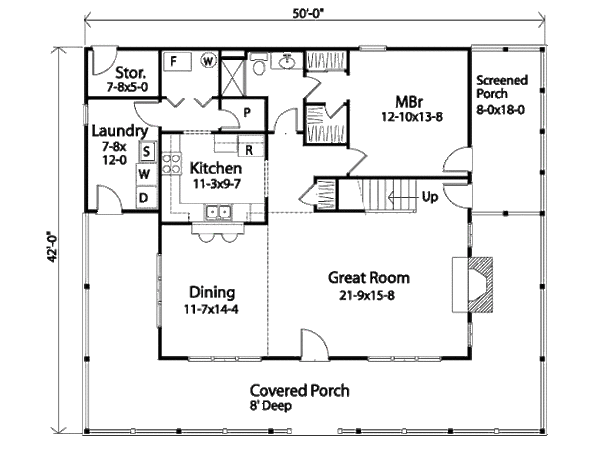 House Design - Country style farm house plan, main level floor plan