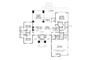 Floor Plan - Main Floor for Prairie House Plan #929-1001 - 3 bed, 2.5 bath