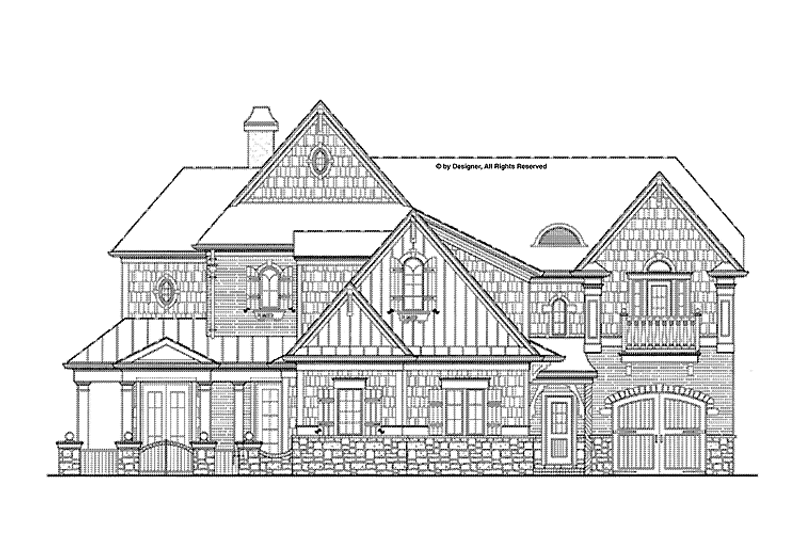 Home Plan - Exterior - Front Elevation 3 for European House Plan #54-349 - 4 bed, 3.5 bath