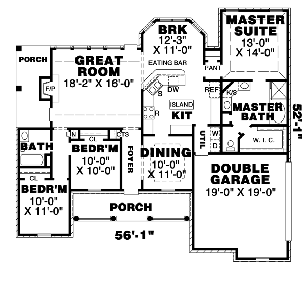 Ranch Floor Plan - Main Floor Plan #34-166