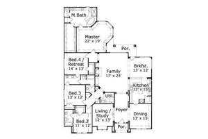 Floor Plan - Main Floor for Traditional House Plan #411-234 - 4 bed, 3 bath
