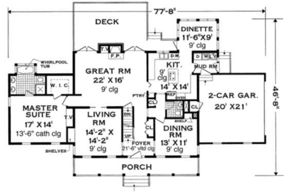 Floor Plan - Main Floor for Farmhouse House Plan #3-217 - 5 bed, 3.5 bath