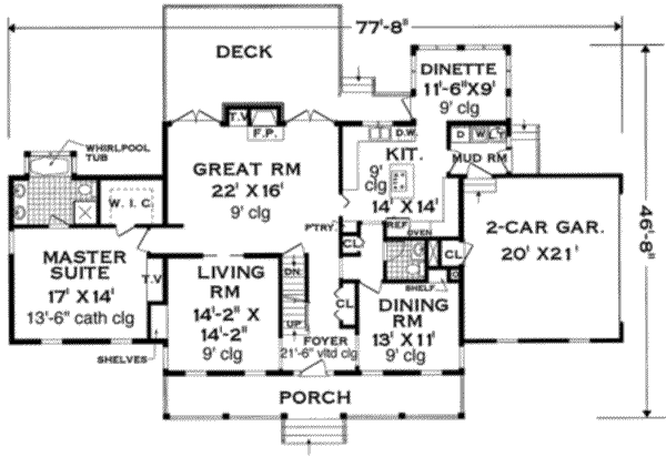 House Blueprint - Farmhouse Floor Plan - Main Floor Plan #3-217