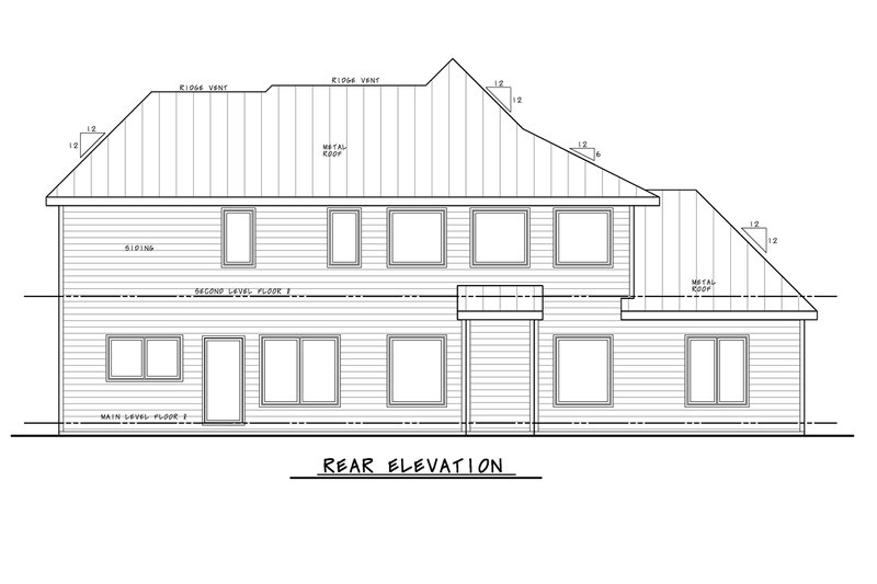 Architectural House Design - Exterior - Rear Elevation for Modern House Plan #20-2493 - 4 bed, 3.5 bath