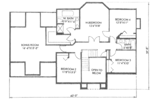 Floor Plan - Upper Floor for European House Plan #136-115 - 4 bed, 2.5 bath