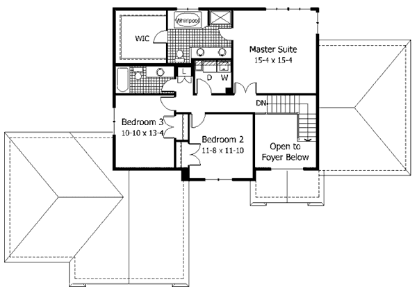 Traditional Floor Plan - Upper Floor Plan #51-117