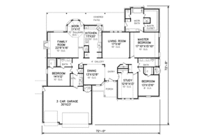 Floor Plan - Main Floor for Traditional House Plan #65-184 - 3 bed, 3 bath