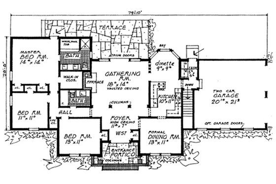 Floor Plan - Main Floor for Ranch House Plan #315-106 - 3 bed, 2 bath
